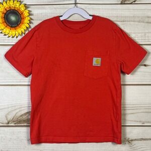 Kids Carhartt Red Short Sleeve Pocket T Shirt Size S P 8 10